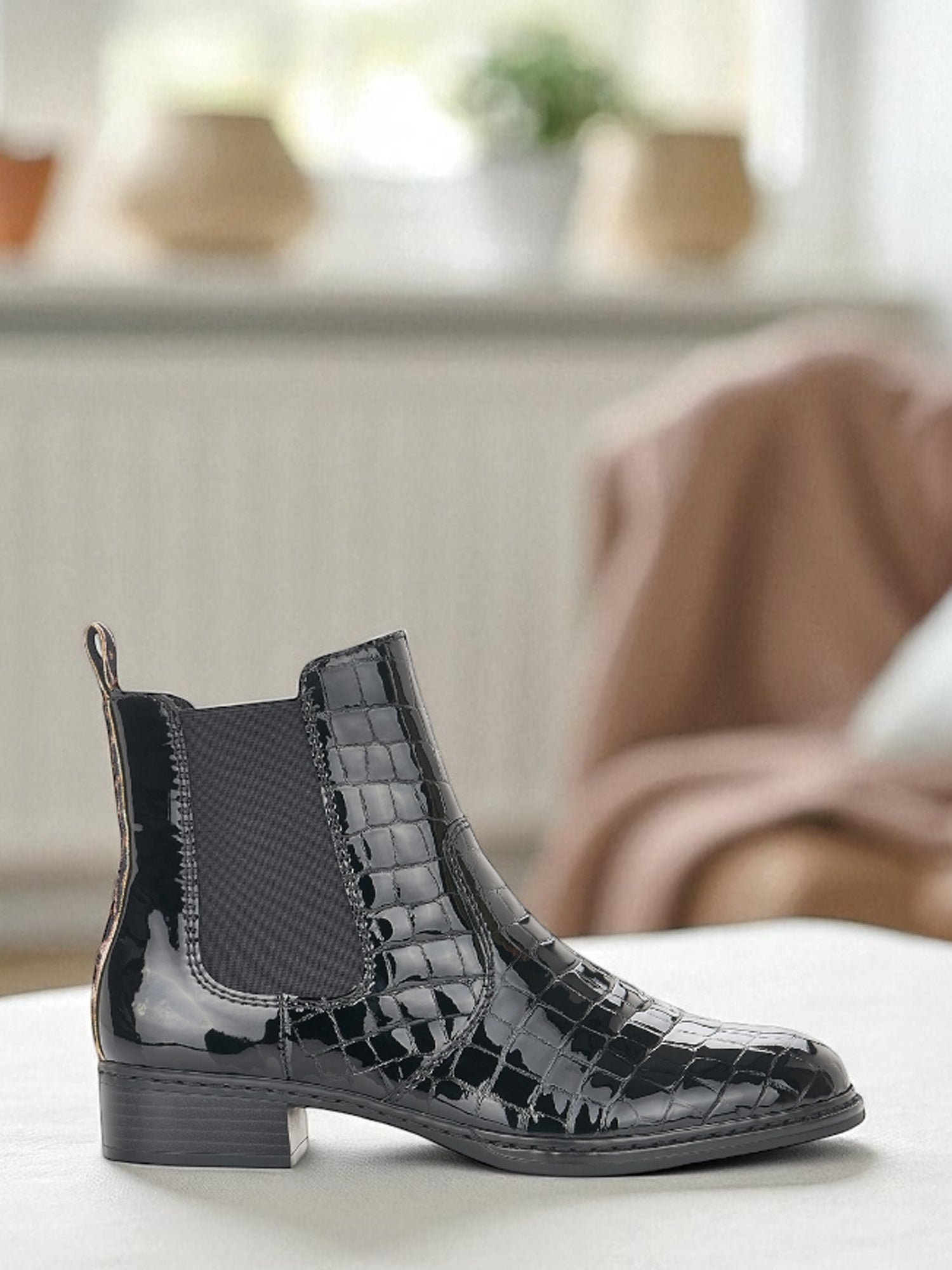 04315 Rieker Sevilla Black Leopard Boots