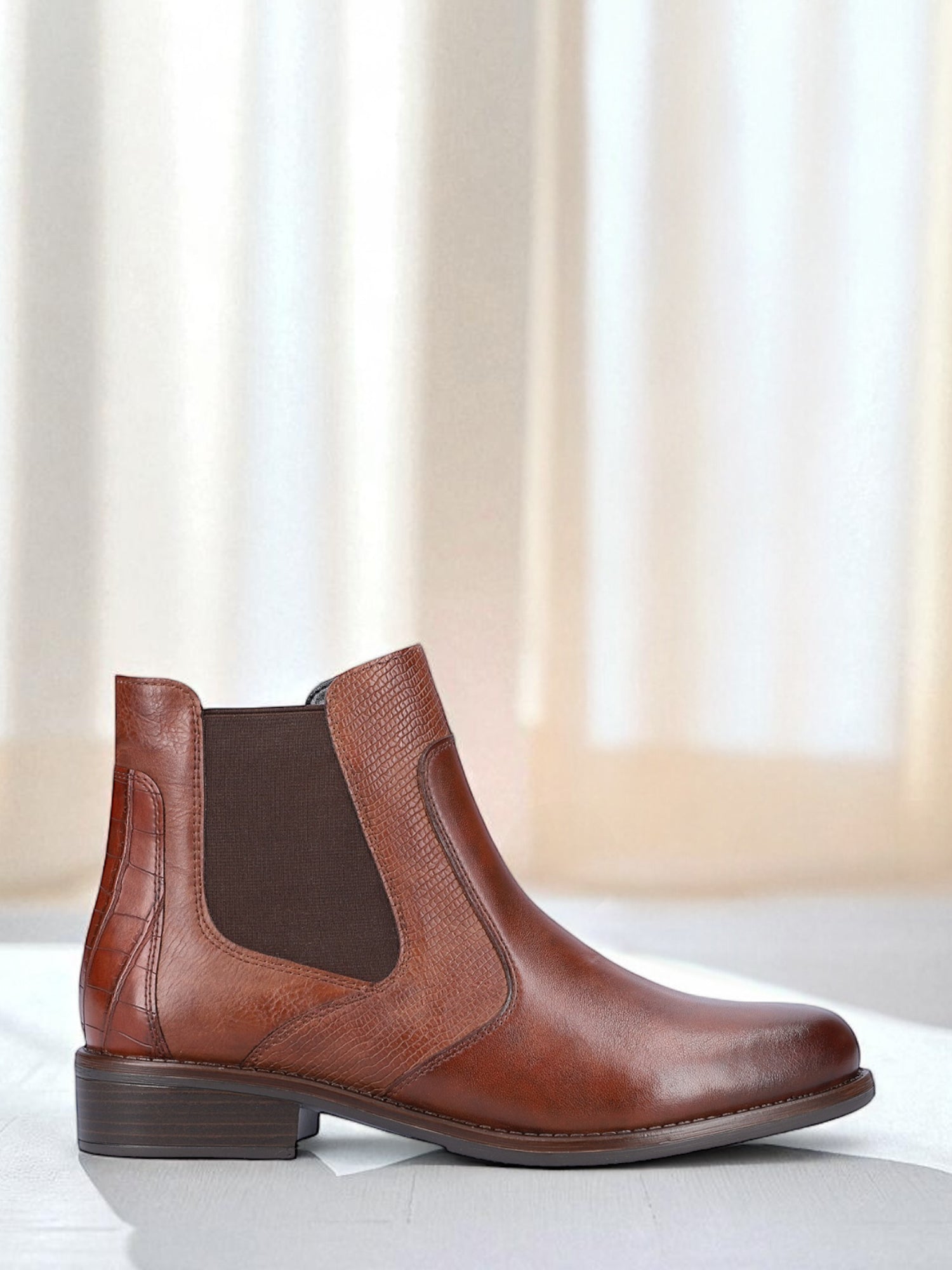 04802 Remonte Brown Leather Zip Boots