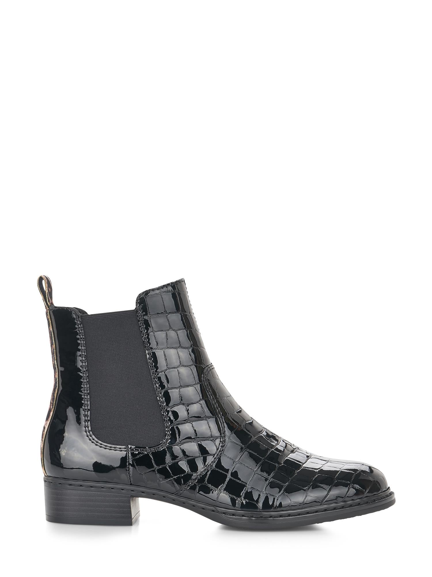 04315 Rieker Sevilla Black Leopard Boots