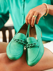 07543 Rieker Green Chain Loafer