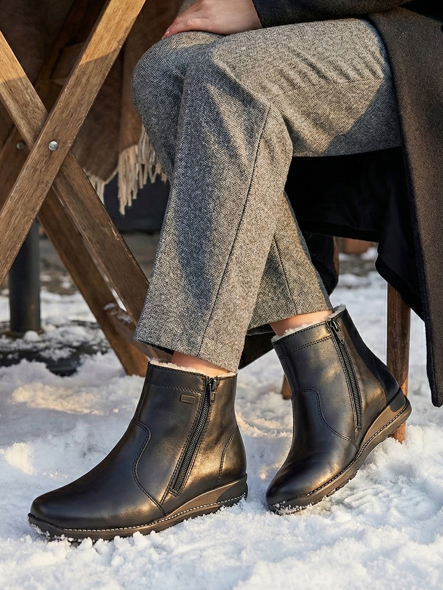 02312 Rieker Elina Vintersko Skinn Lammeull