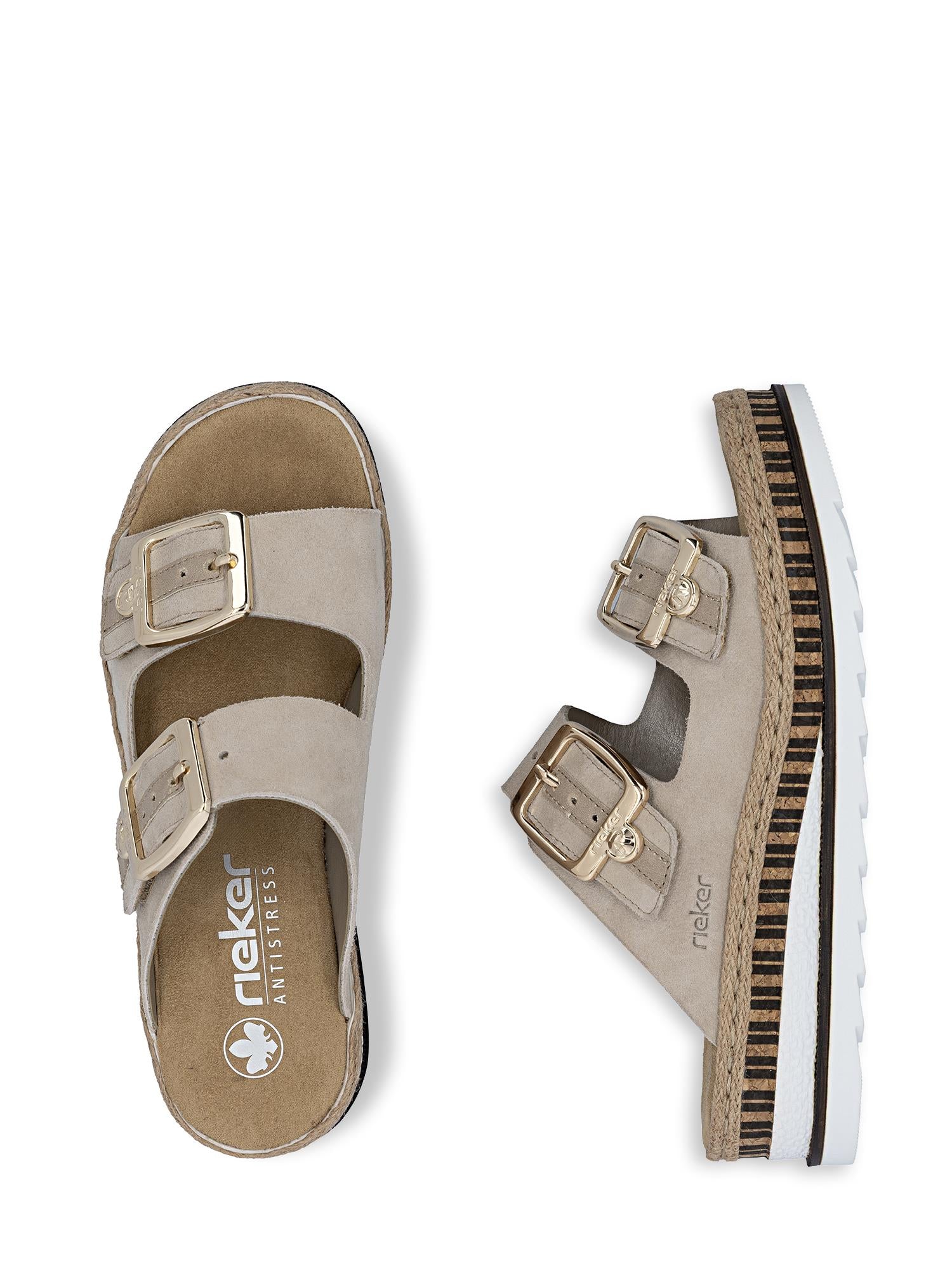 Rieker 05631 Amira Slip-In Sandal Skinn Nude