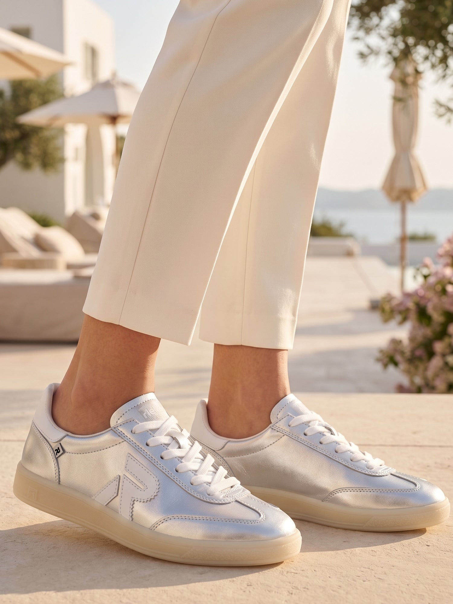 Rieker 03524 San Diego Leather Sneaker Silver