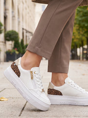 Rieker 04227 White Leopard Sneaker Skinn