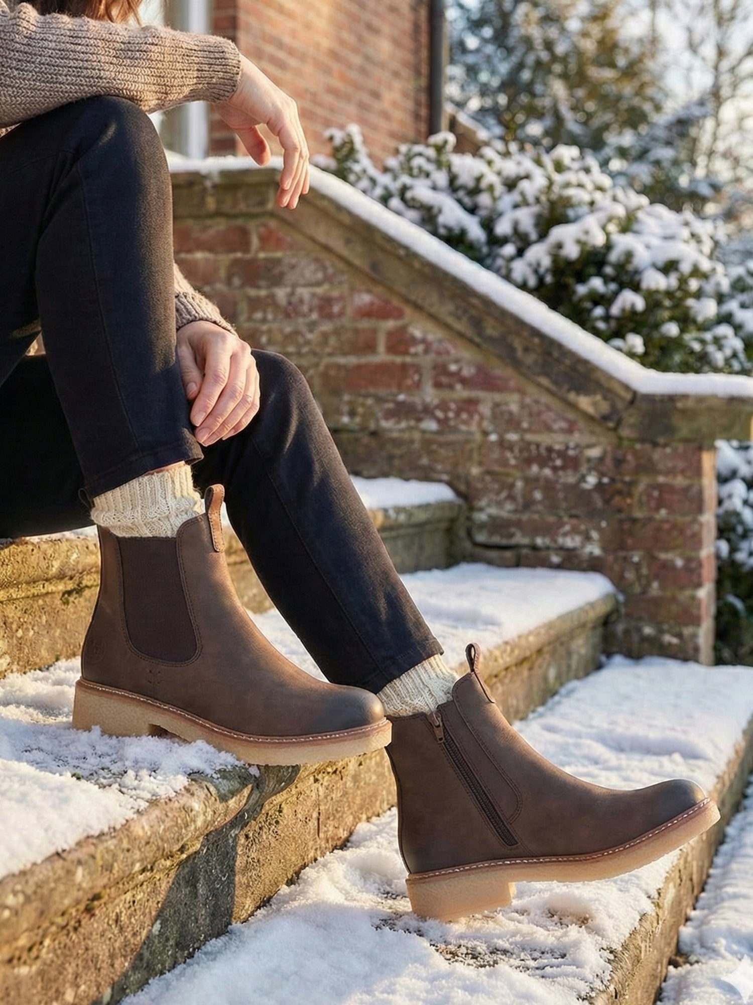 04947 Rieker Brown low chelsea varmfôret