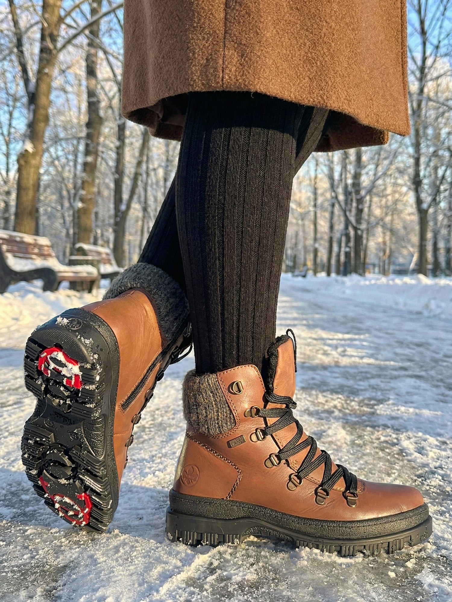 05038 Rieker Leather tex varmfôret med brodder