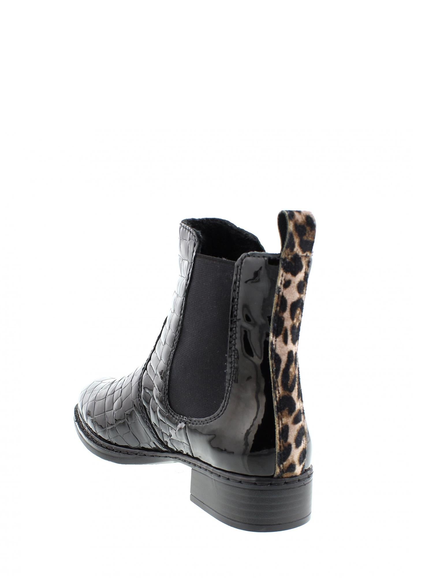 Rieker 04315 Sevilla Black Leopard Boots