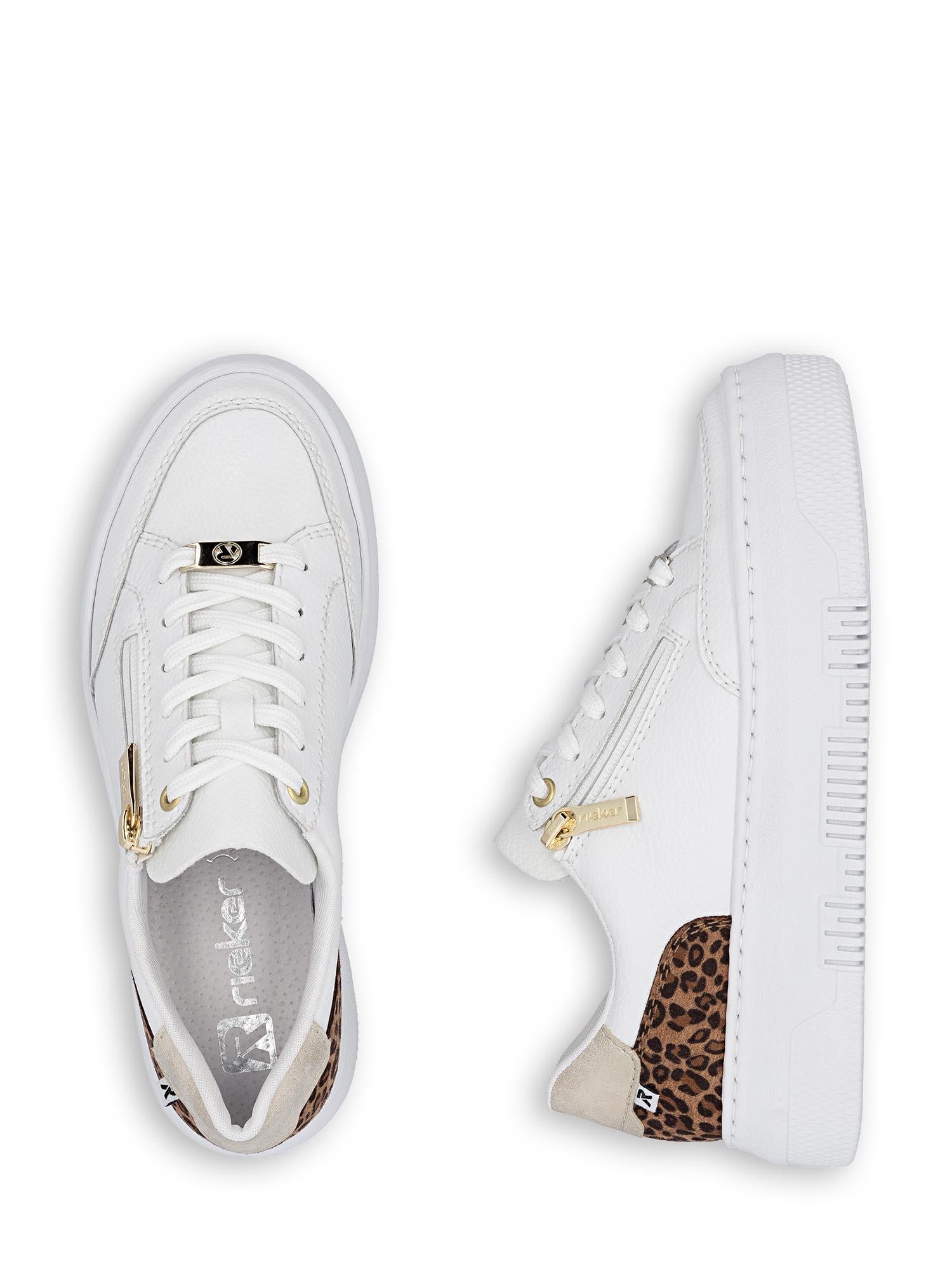 Rieker 04227 White Leopard Sneaker