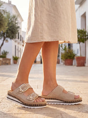 Rieker 05631 Amira Slip-In Sandal Skinn Nude